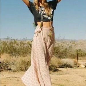 Spell Blush Striped Tie-Waist Maxi Skirt
